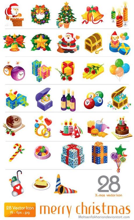15 Sets de iconos Navideños para decorar tu sitio web o blog