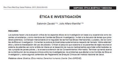 Etica e Investigación - Zavala y Alfaro-Mantilla