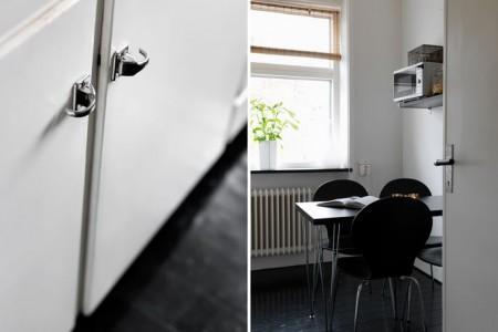 52m² de estilo nórdico en masculino suelo de parquet espigado sofá de cuero negro silla eames blanco Poul Kjærholm PK 22 de Poul Kjaerholm para Fritz Hansen piel cordero decoración mesa de cristal y metal estilo nórdico estilo escandinavo estilo decoración masculino diseño nórdico decoración sueca decoración nórdica decoración espacios pequeños decoración en blanco negro y gris decoración con flexos