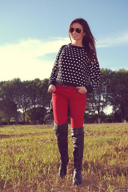 Polka Dots + Red Pants