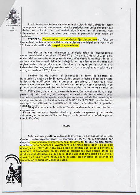 LA JUSTICIA HA HABLADO: PRIMER DESPIDO IMPROCEDENTE