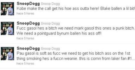 Snoop Dog carga contra Gasol: 'Es un blando de mierda' Snoop Dogg, conocido rapero por sus grandes éxitos a nivel mundial, aficionado al baloncesto y a Los Ángeles Lakers, ha descargado una gran - 2