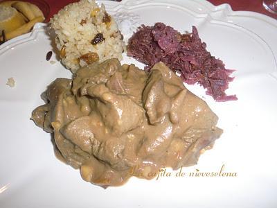Solomillo con crema de castañas y setas Solomillo con crema de castañas y setas