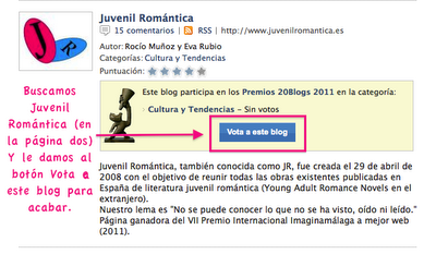 JR participa en los Premios 20 Blogs, un minitutorial por si queréis votarnos ;) JR participa en los Premios 20 Blogs, un minitutorial por si queréis votarnos ;)