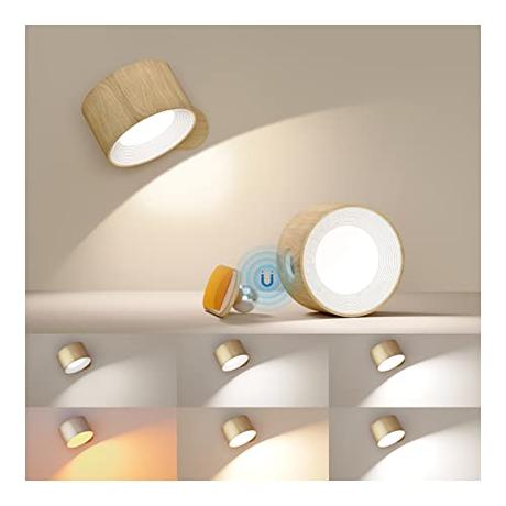 Coollamp Aplique Pared Interior, Apliques Pared Dormitorio con 3 Modos de Color 3 Niveles de Brillo Control Táctil Iluminación con rotación de 360°,Lampara Pared para Dormitorio Sala de estar Lectura