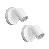 Klighten 2 piezas Lámpara de pared Interior, Blanco GU10 Foco, Apliques Pared Orientable, Focos 350° Aplique de Pared Con interruptor, Aluminio Luz de Pared, para Salón Dormitorio, Sin Bulbos
