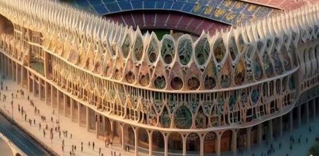 La IA recrea un Camp Nou remodelado, pero por Antoni Gaudí