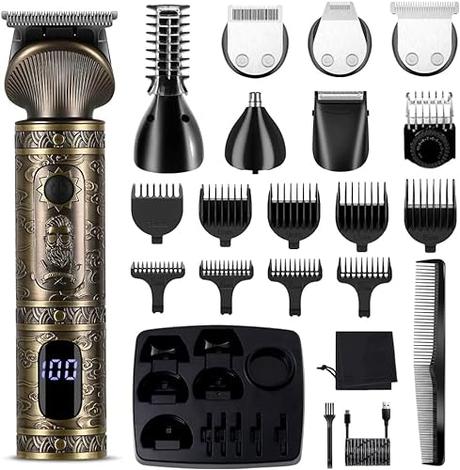 Surker Recortadora de Barba Afeitadora Electrica Hombre Cortapelos Hombre Maquina de Cortar Pelo Hombre Recortador para nariz orejas y cejas Corporal Cortadoras de Facial 7 en 1