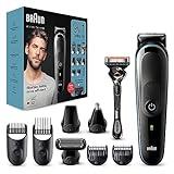 Braun Recortadora de Barba Series 7, Máquina Cortar Pelo, Cortapelos Hombre 9 En 1 Para Hombre, Para La Cara, Pelo, Orejas, Nariz, 7 Accesorios, MGK5380, Negro/Azul
