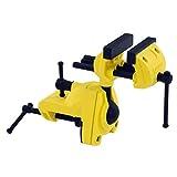 Stanley 1-83-069 - Tornillo de Banco Multiángulos, Separación 75 mm, Cuerpo hierro fundido, Mordaza recubierta de goma, Acabado resistente a la corrosión, Negro/Amarillo