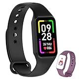 IOWODO Smartwatch Hombre Mujer,Reloj Inteligente con Oxímetro(SpO2) Pulsómetro Sueño Podómetro,Pulsera Actividad con Notificación de Mensajes,Impermeable 5ATM para Android iOS(2 Correas)