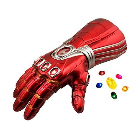 Guantelete del Infinito de Iron Man para niños Adulto Guantes de Iron Man con magnético Desmontable Luz LED Piedras infinitas 3 Modos de Flash Regalos de Cosplay de Halloween para niños,S