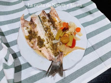 Lubinas a la cazuela con hinojo y verduritas