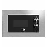 Balay 3CG6112X3 - Microondas Incorporado, mecánico, Encastrable con marco inox, 38 cm, 20 l, 5 F, Aqualisis, Ap. lateral izquierda, Plato giratorio 27 cm, Mandos fijos, Negro