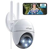 ieGeek 2K Camara Vigilancia WiFi Exterior con Eléctrico, PTZ 355°, Detección de Humano, Seguimiento Automático, Visión Nocturna Color, Alarma de Luz y Sonido, Grabación Continua, Compatible Alexa