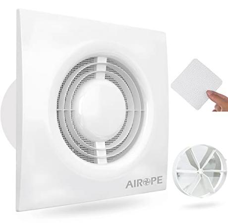 Airope - AC - 100 mm,Ventilador extractor de Baño aire, Silencioso con Válvula Anti Retorno,Ideal para Baño,Cocina,Inodoro,Bajo Consumo Energético,5 AÑOS de Garantía