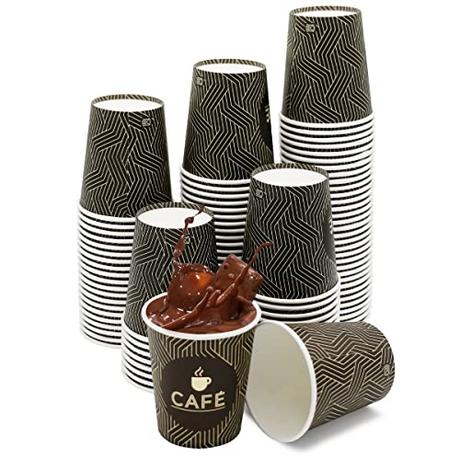 100 Vasos de Cartón Desechables - Vasos Cafe Para Llevar de 200ml (7oz) fabricados en España - Vasos Carton 100% Reutilizables Resistentes al Calor, Ideales para Café, Té, Cumpleaños, etc