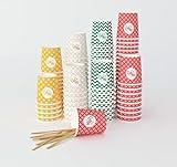 200 Vasos Carton Desechables Multicolor para Café Espresso de 4 onzas 110 ml con Agitadores de Madera, Ecológicos y Desechables, Resistentes al Calor