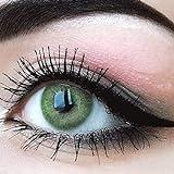 GLAMLENS lentillas de colores verdes Jasmine Green + contenedor. 1 par (2 piezas) - 90 Días - Sin Graduación - 0.00 dioptrías - blandos - Lentes de contacto verde de hidrogel de silicona