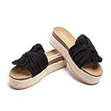 Hitmars Sandalias Plataforma Mujer Verano Alpargatas Mules Cuña Punta Abierta Zapatillas de Tacón Playa Comodas Zapatos Vestir Slip On Negro 39 EU