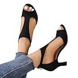 riou Sandalias Mujer Verano 2023 Rebajas Comodas Sandalias De Tacón Stilettos Damas Moda Tacón Alto Punta Abierta Zapatos Casual Cremallera Primavera Fiesta Boda Caminar Calzado Informal