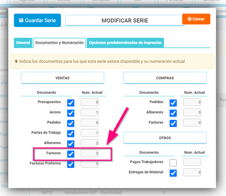 Modificar la numeración del contador