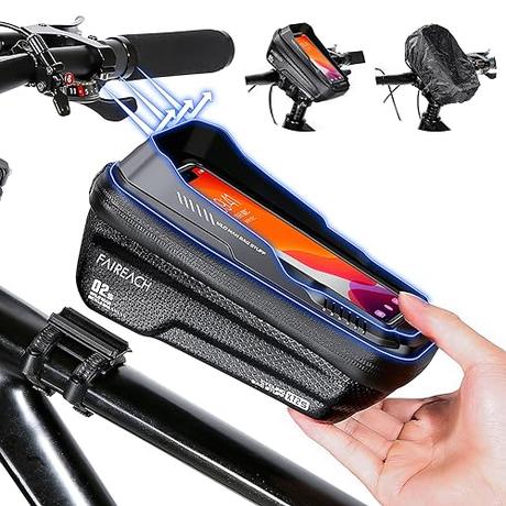 Bolsa Manillar Bicicleta con Visera Solar 3D, Bolsa Impermeable Manillar de Bicicleta, Bolsa de Montaje en Tubo Superior para Soporte de teléfono de Bicicleta, para Pantalla Táctil de hasta 6,7''