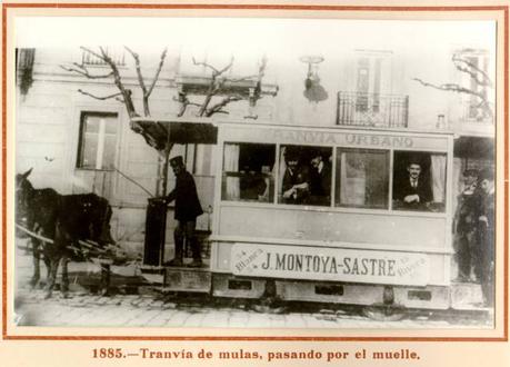 1885:Tranvía de mulas por el Muelle