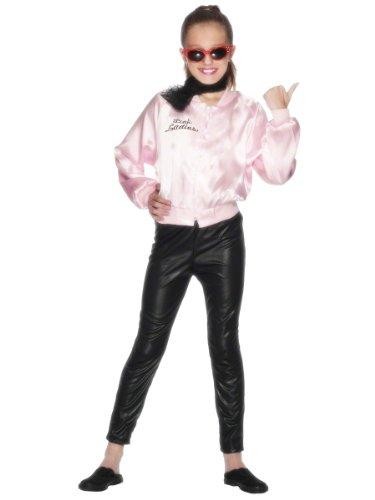 Smiffys-27490S Cantante Licenciado Oficialmente Cazadora de Las Pink Ladies de Grease, Rosa, con Logotipo, Color Rosado, S-Edad 4-6 años (Smiffy'S 27490S)