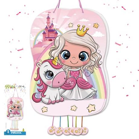 NATURPARTY Piñata De Cumpleaños Grande De Princesa Y Unicornio | Decoración Infantil Para Fiestas De Niño Y Niña | Piñatas Grandes Para Rellenar Con Juguetes Infantiles, Chuches Y Bolsas Relleno