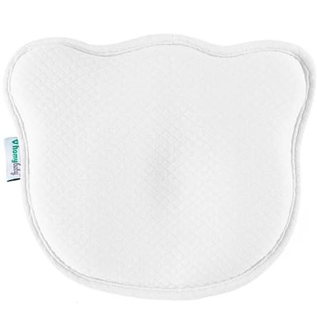 HOMYBABY® Almohada Bebe - Cojin Plagiocefalia y 2 Fundas de Regalo 100% Algodón - Cojin Bebe con Diseño Ergonómico - Almohada Cuna Bebe Desde Recien Nacido (Blanco)