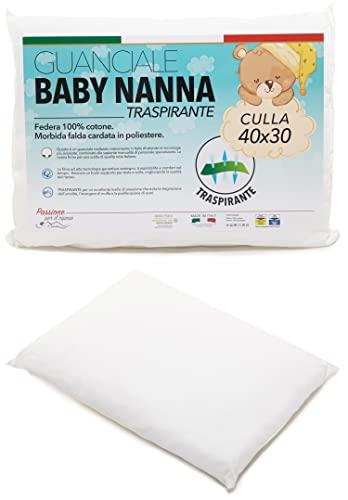 Almohada Bebe (100% Made In Italy Y Oeko-Tex®) - Cojin Bebe 40x30 Cm - Almohada Cuna Fina, Transpirable Y Antiácaros con Funda De Algodón 100% - Cojin Cuña