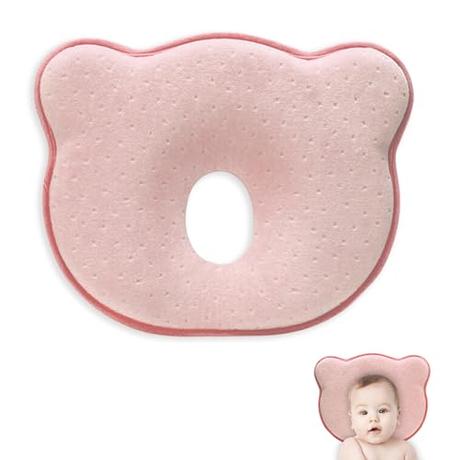Almohada Bebe Recien Nacido de Espuma Viscoelastica y Terciopelo - Cojin Cuna Cama Cochecito Viajes Guardería - Cuidado de la Forma de la Cabeza - Almohada Transpirable Ergonómica Hipoalergenica