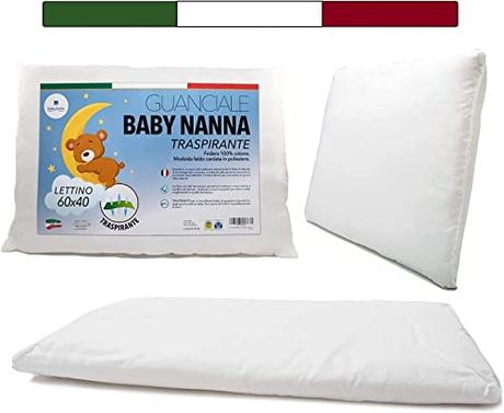 Almohada Bebe (100% Made In Italy Y Oeko-Tex®) - Cojin Bebe 40x60 Cm - Almohada Cuna Fina, Transpirable Y Antiácaros con Funda De Algodón 100%