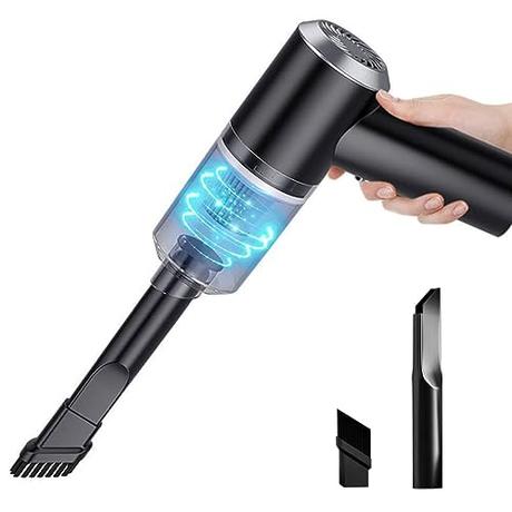 Mini Aspirador Coche Potente, Aspiradora sin Cable Carga USB 6000 Pa 120W, Vacuum Cleaner de Coche Inalámbrico Potente,Negro