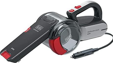 BLACK+DECKER PV1200AV-XJ - Aspirador de mano con cable, Especial Coche, Mango ergonómico y conexión para encendedor, Extensor, 440 ml, 12V, 5m de cable