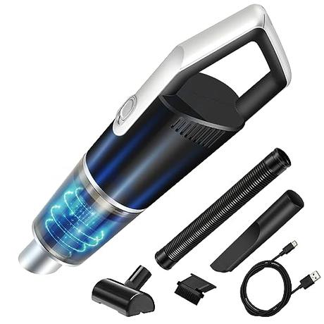 Aspirador de Mano, 8000PA 120W Aspiradora de Coche Potente, Mini Aspiradora Sin Cable para Oficina, Hogar, Coche, Batería de 2000mAh × 2, Autonomía de 20 Minutos