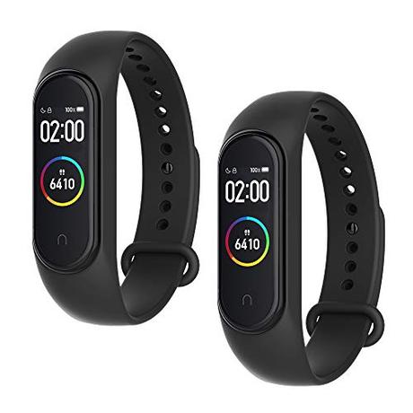 WD&CD 2 Pack Correa de Silicona, Reloj Pulsera, Muñequera Ajustable de Reloj para Xiaomi Mi Band 3/4 (Negro + Negro)