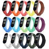 [15 Piezas] Correas para Xiaomi Band 3, Mi Band 4 Pulsera de Repuesto Suave, Transpirable, Resistente al Sudor (nergo)