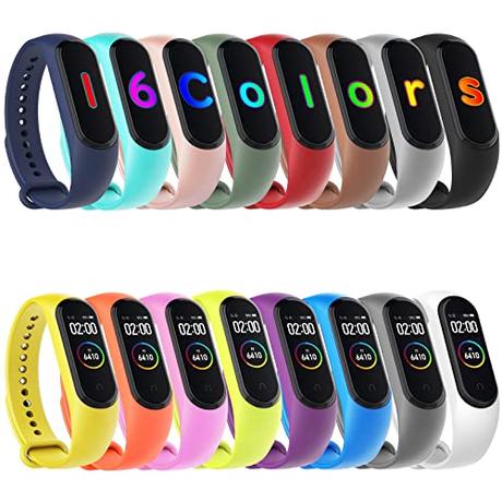 Hianjoo 16 Piezas Correa Compatible con Xiaomi Mi Band 4/ Mi Band 3, Pulsera Banda de Deportes Suave Ajustable Silicona Reemplazo Bracelet Compatible con Xiaomi Mi Smart Band 4