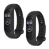 WD&CD 2 Pack Correa de Silicona, Reloj Pulsera, Muñequera Ajustable de Reloj para Xiaomi Mi Band 3/4 (Negro + Negro)