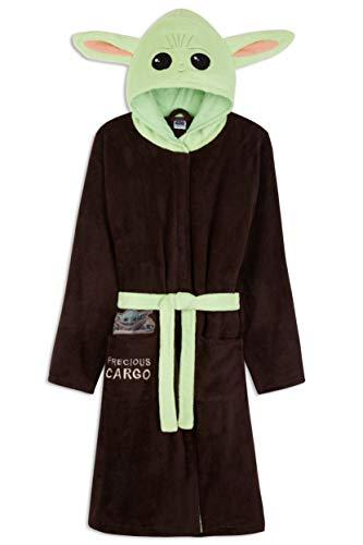 Disney - Baby Yoda Albornoz, Bata Invierno de Forro Polar de Casa Mandalorian Con Capucha, Para Hombre, Color Marron, Talla M