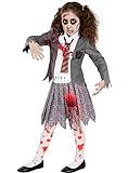 Funidelia | Disfraz de estudiante zombie para niña Muerto Viviente, Halloween - Disfraz para niños y divertidos accesorios para Fiestas, Carnaval y Halloween - Talla 10-12 años - Gris/Plateado