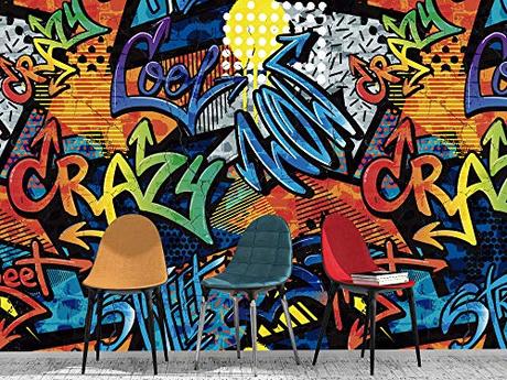 Oedim Fotomural Vinilo para Pared Graffiti Crazy | Mural | Fotomural Vinilo Decorativo | 200 x 150 cm | Decoración comedores, Salones, Habitaciones