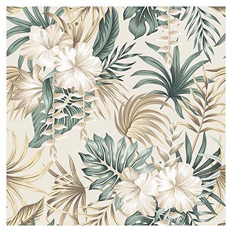 murando Papel Pintado autoadhesivo 10m Fotomurales Decoración de Pared Murales Pegatina decorativos adhesivos 3d panel moderna de Diseno Fotográfico Tropical Hojas Palmas Flores b-B-0574-j-a