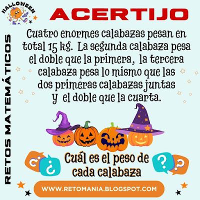 Desafío matemático, Reto matemático, Problema matemático, Problemas visuales, Retos visuales, Retos mentales, Halloween, Día de Halloween, Día de los niños, Día de las Brujas, Acertijos, Acertijos numéricos