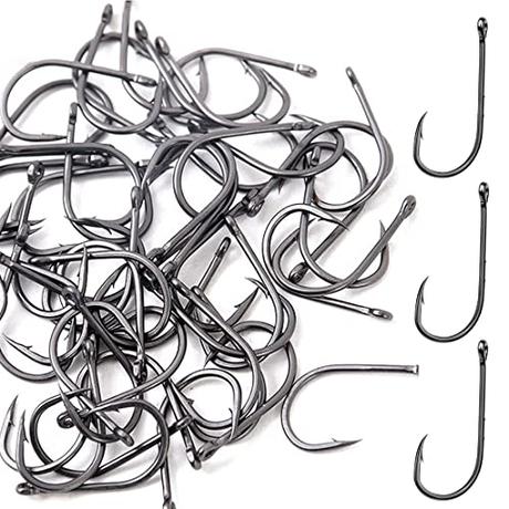 100pcs Anzuelos de Pesca Anzuelos de Púas Ganchos Gancho de Acero al Carbono con Agujero Anzuelos de Pesca Mar para Agua Salada y Agua Dulce