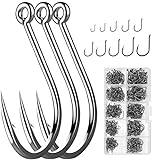 WEONE 500 Piezas Pesca anzuelos 10 Tamaños articulos de pescacarbono Pesca Anzuelo mordaz anzuelos de Pesca mar(#3-#12 Plata)