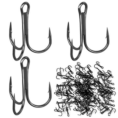 FORYNXHWIN 50 Piezas Anzuelos Triples de Pesca Anzuelos Pesca Mar Anzuelos Pesca Acero Carbono para Agua Dulce de Agua Salada