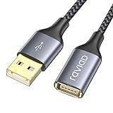 RAVIAD Cable Alargador USB 2.0 [2M], Cable Extension USB 2.0 Tipo A Macho a A Hembra Alta Velocidad con Impresora, Cámara, Teclado, Hub, Pendrive, Disco Externo, Gafas VR, Ordenador y Otros